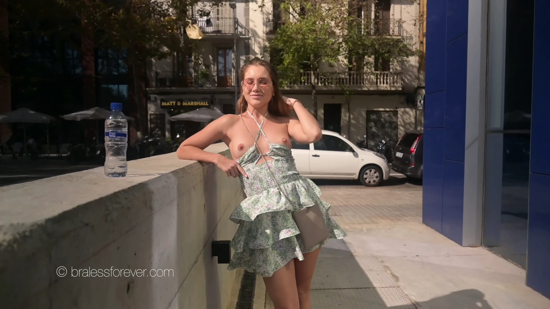 Mary flashing in public.. Full 30min vid can be seen on BralessForever!