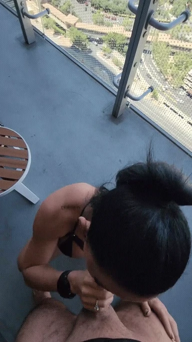 Blowjobs on the cosmo balcony in Vegas , caught the guys in room next door watching from their balcony. Thinking I should invite them over to join now