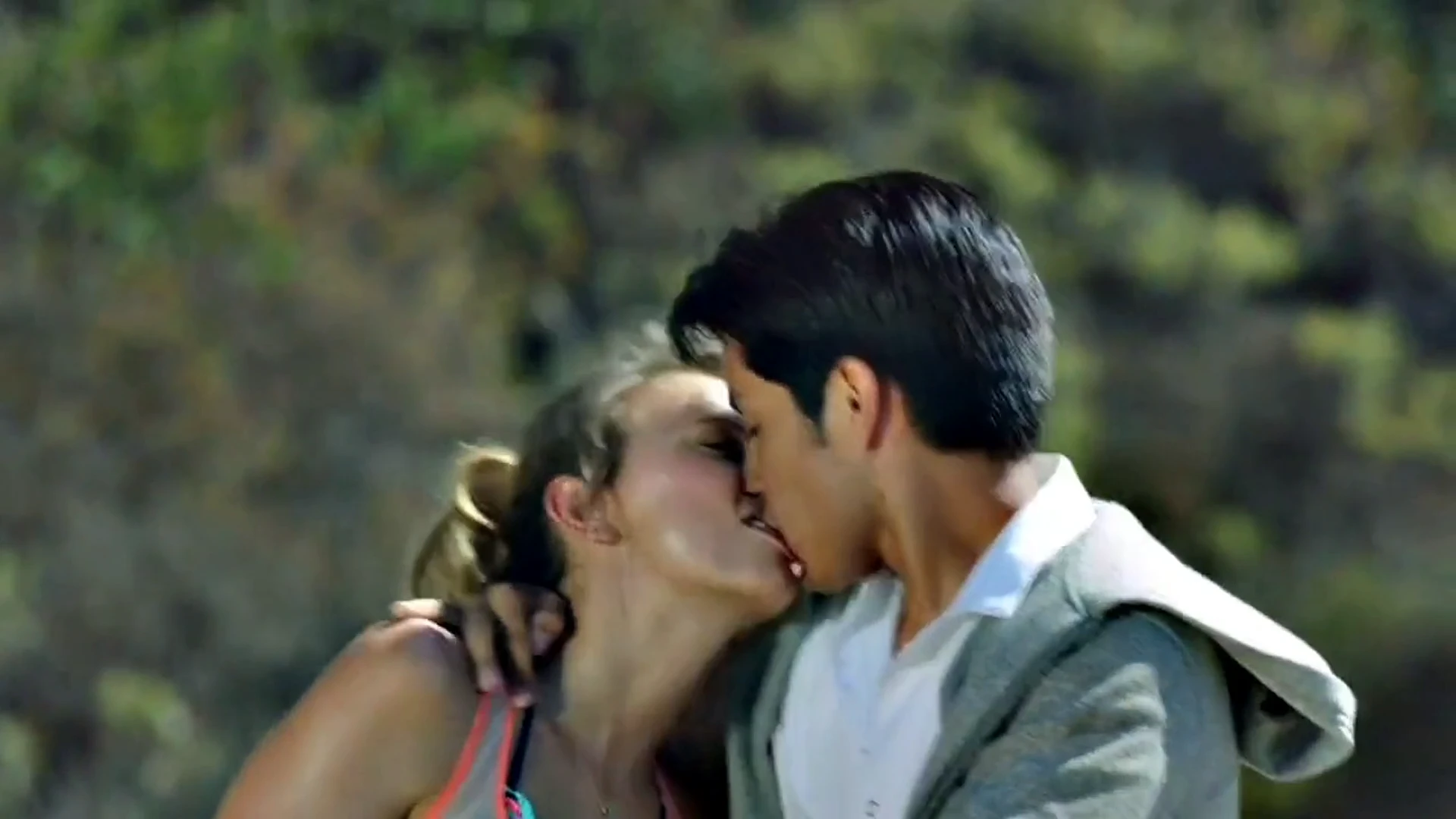 passionate couple kisses